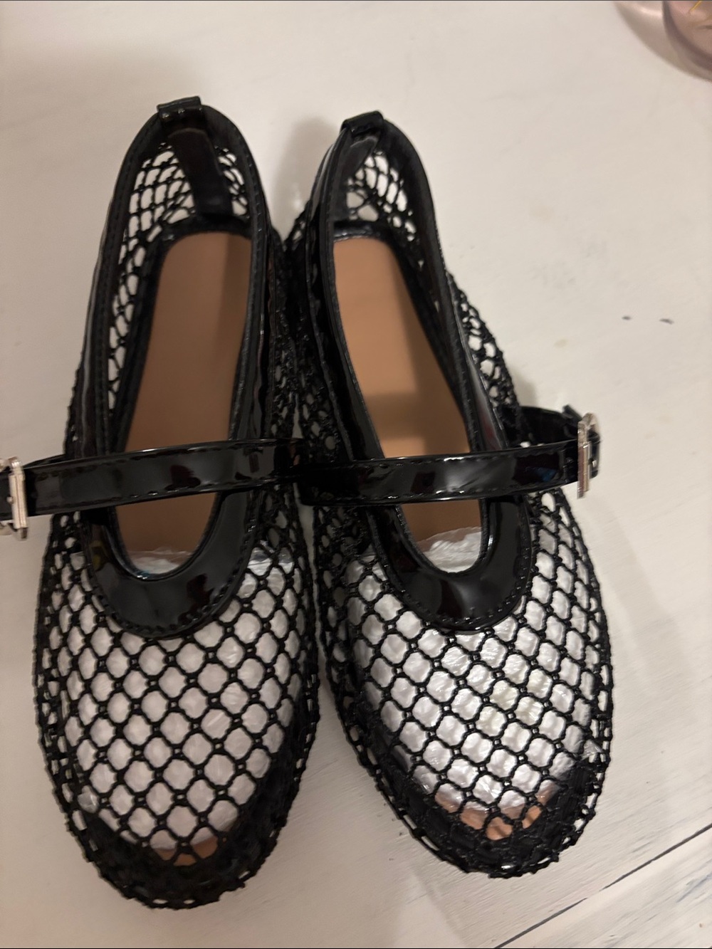 Black Mesh Mary Jane Flats - Women's Stylish Closed-Toe Shoes